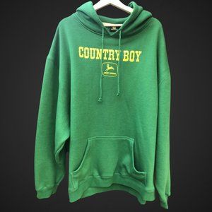 Mens John Deere Green Country Boy Sweater Hoodie, Large